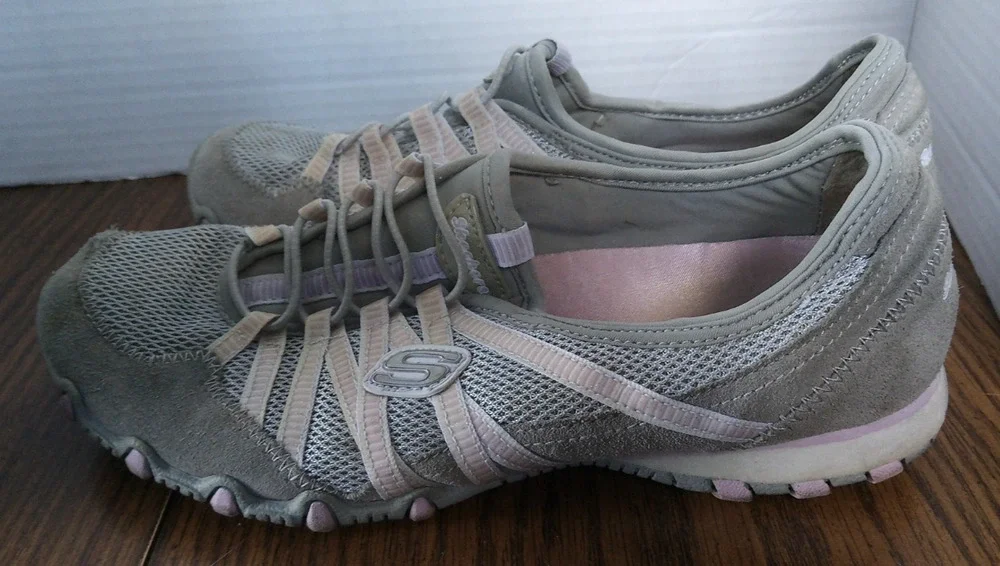 Vintage Skechers Sportwedge Womans Size 8 Gray And Pink Shoes